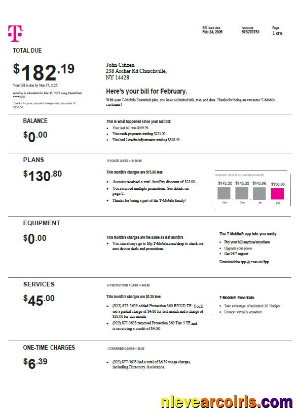 USA T-mobile utility bill, version 4